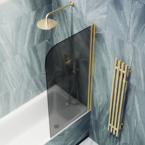 Душевая шторка на ванну Maybah Glass MGV-624-3 80х140 стекло тонированное профиль золото глянцевое ориентация универсальная - фото 4