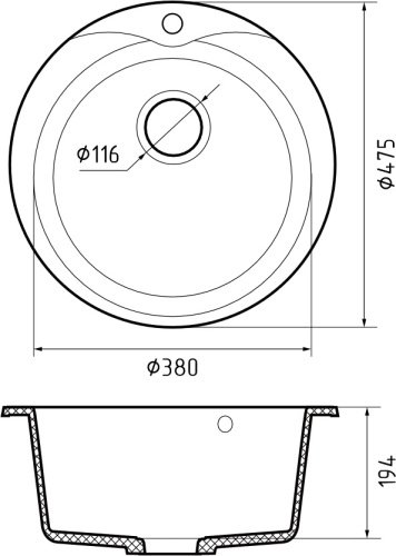 Кухонная мойка Granfest Rondo R-480 песочный 48х48 цвет бежевый поверхность матовая - фото 3