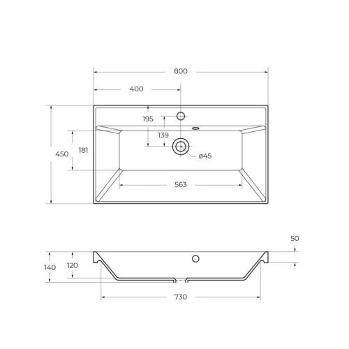 Раковина из искусственного камня BelBagno BB800/450-LV-MR-AST 80х50 накладная цвет белый 1 отверстие под смеситель - фото 2