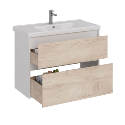 Тумба под раковину LeMark Combi LM03C100T-dub 96х45х65 напольная/подвесная цвет дуб канти/белый - фото 2