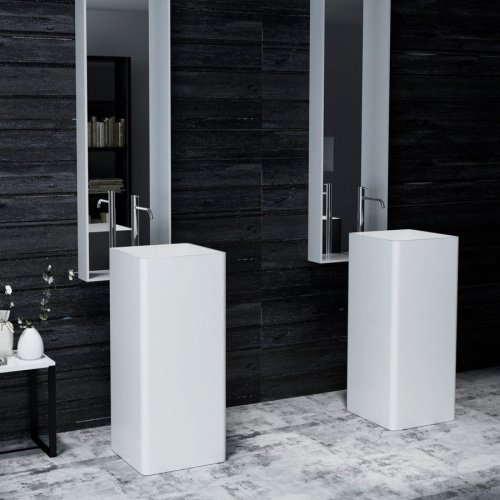 Раковина из искусственного камня MonteBianco Torre 400 13011 45х45 напольная цвет белый матовый без отверстий под смеситель - фото 4