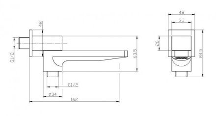 Излив BelBagno ROMANO ROM-BCA-CRM настенный хром