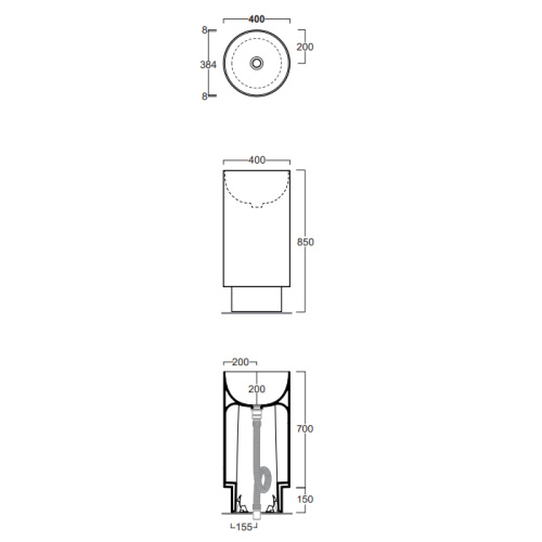 Раковина керамическая Simas Po-mo 40 см PO08bi напольная цвет белый без отверстий под смеситель - фото 2