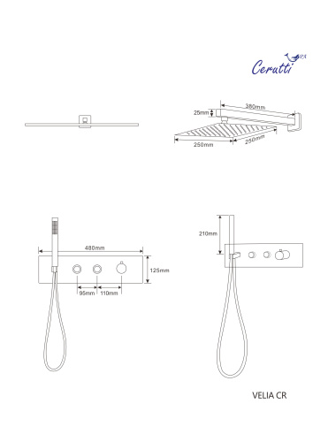 Душевая система Cerutti SPA CT10398 настенная - фото 3