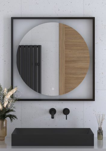 Зеркало в ванную Defesto ECLIPSE DF 2233S 80х80 цвет черный - фото 4