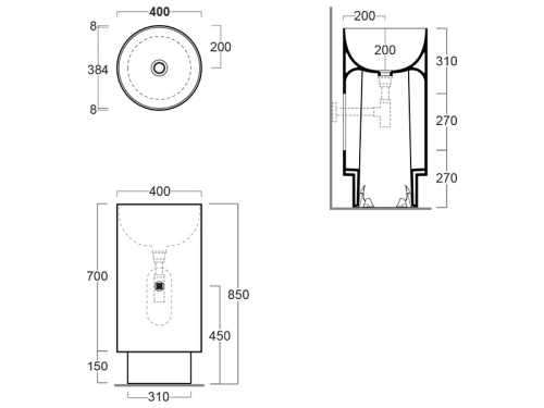 Раковина из санфаянса Simas PO 07 50х33 напольная цвет белый глянцевый - фото 3