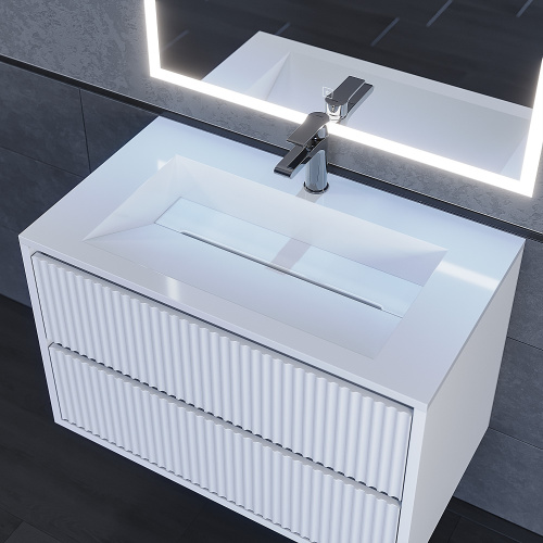 Раковина из литьевого мрамора Uperwood Next Premium 290000009 80х45 полувстраиваемая цвет белый - фото 2