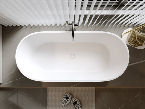 Ванна из искусственного камня Timo KIARA KIARA1680 168х74 отдельностоящая овальная - фото 3