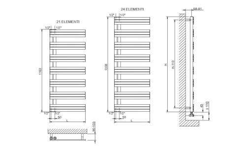 Полотенцесушитель Cordivari Celine 3551730130101 50х116 водяной хром - фото 2