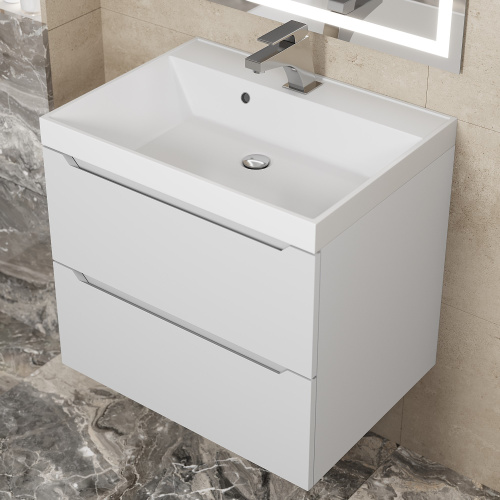 Раковина из литьевого мрамора Uperwood Classic 291020335 60х45 полувстраиваемая цвет белый глянцевый - фото 4