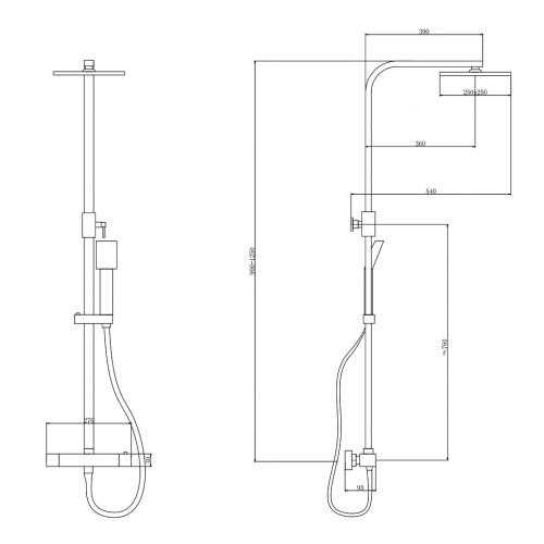 Душевая стойка ABBER AF8260B настенная цвет черный матовый - фото 3