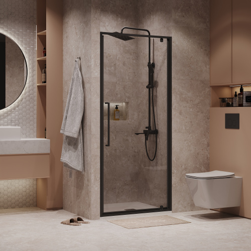 Душевая дверь Niagara Nova NG-85-10AB 100х195 стекло прозрачное профиль черный матовый - фото 3