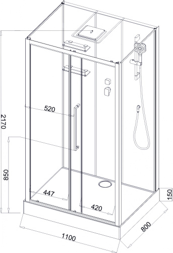 Душевая кабина Acquazzone Bogema 110 110х80 прямоугольная с крышей ориентация универсальная - фото 3