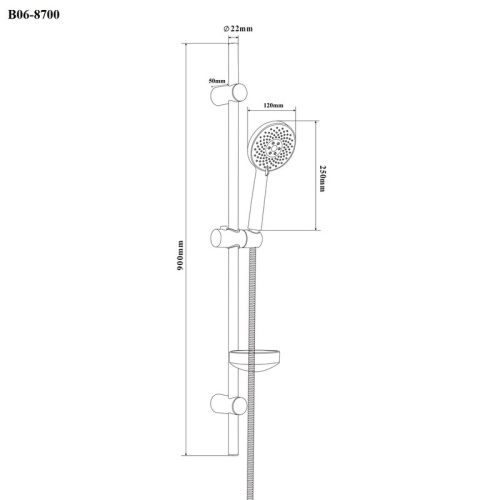 Душевой гарнитур Bond Circle B06-8700 настенный хром глянцевый - фото 5