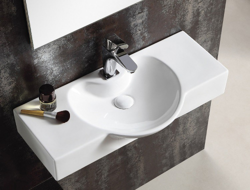 Раковина из санфаянса CeramaLux STR4282B 81х34 подвесная цвет белый 1 отверстие под смеситель - фото 4