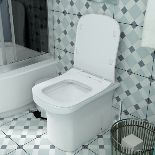 Унитаз приставной Teymi Nura T40109 белый с сиденьем микролифт безободковый каскадный смыв - фото 4