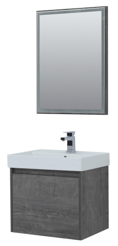 Комплект мебели: тумба с раковиной + зеркало Aquanet Nova Lite 00242923 61x46x137 напольный/подвесной цвет коричневый - фото 3