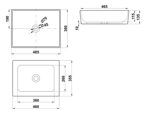 Раковина мебельная из санфаянса Melana MLN-7050H 48 7050H-805 49х36 накладная цвет белый - фото 5