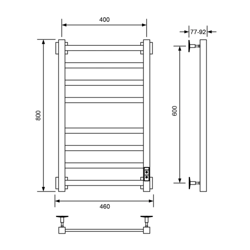 Полотенцесушитель Veconi Barro-A B8040CH-A 40х80 электрический хром - фото 2