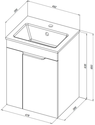 Тумба под раковину Aquanet Практика 00330452 48х39х64 напольная/подвесная цвет синий - фото 2