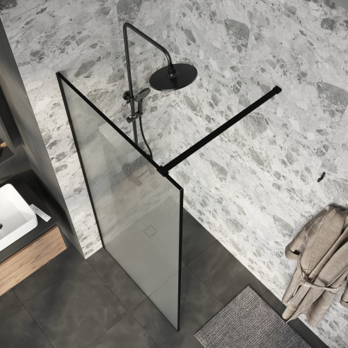 Душевая перегородка Niagara Nova NG-781-90BLACK 90х200 стекло матовое профиль черный матовый - фото 5