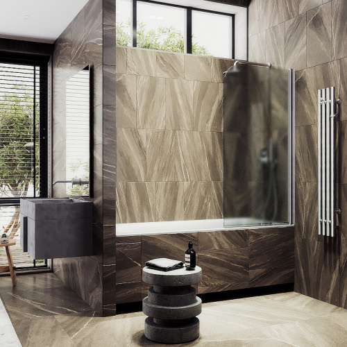 Душевая шторка на ванну Maybah Glass MGV-610-5 50х140 стекло тонированное профиль хром матовый ориентация универсальная - фото 3