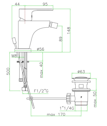 Смеситель Fiore Kera 88CR5535 на биде хром - фото 2