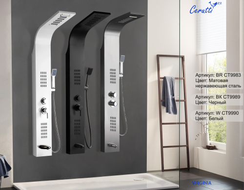 Душевая панель Cerutti SPA CT9983 прямоугольная настенная - фото 4