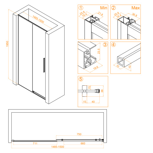 Душевая дверь RGW Stilvoll 32321215-11 150х195 стекло прозрачное профиль хром глянцевый - фото 2