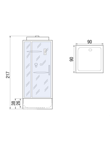 Душевая кабина River TANA 90/38 (10000003115) 90х90 квадратная с крышей ориентация универсальная - фото 2