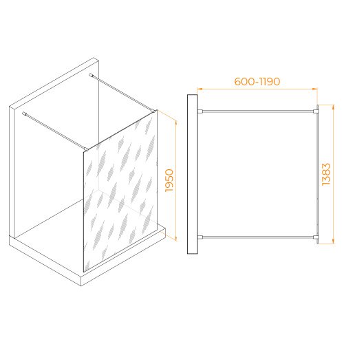 Душевая перегородка RGW Walk In 35101614-15 140х195 стекло прозрачное профиль белый - фото 2