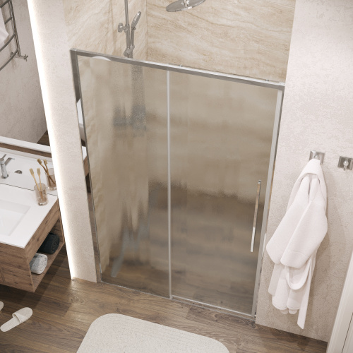 Душевая дверь Grossman Galaxy 100.K33.01.140.10.02 140х195 стекло текстурное профиль хром глянцевый - фото 5