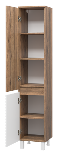 Шкаф-пенал Brevita Dakota DAK-050350-19/01Л 35х34х165 напольный/подвесной цвет белый/коричневый - фото 4