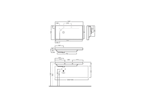 Раковина из санфаянса Hatria GRANDANGOLO Y0VA01 100х50 подвесная цвет белый - фото 3