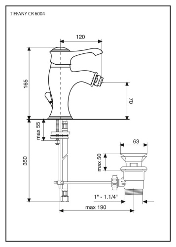 Смеситель Emmevi Tiffany 6004/CR на биде хром - фото 2