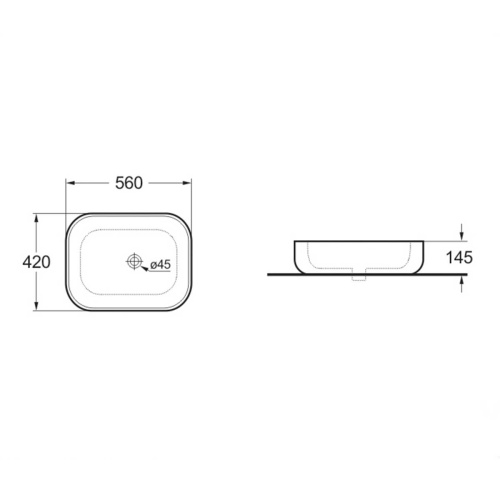 Раковина из сантехнического фарфора Vincea VBS-107 56х42 накладная цвет белый без отверстий под смеситель - фото 2