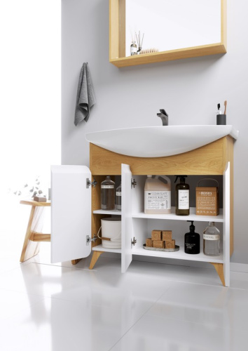 Тумба под раковину Aqwella Y BAS0110DZ 102х36х82 напольная цвет белый/коричневый - фото 4