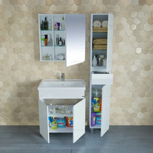 Шкаф-пенал СанТа Марс 700247 30х30х180 напольный цвет белый - фото 3