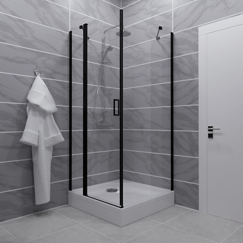 Душевой уголок Тритон Йота Щ0000054037 90х90 стекло прозрачное профиль черный с поддоном - фото 5