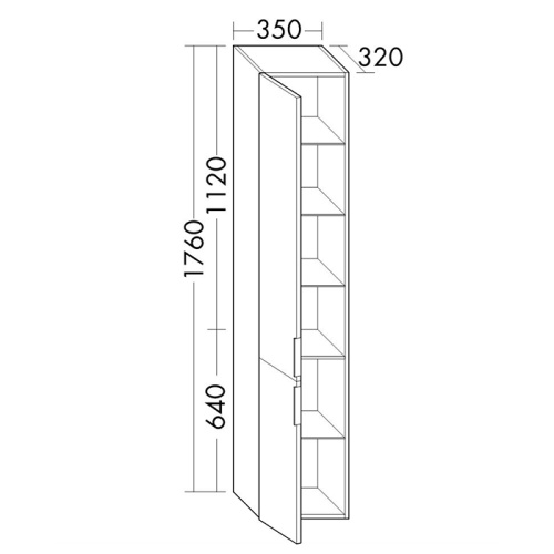 Шкаф-пенал Burgbad Eqio HSFB 035R F2009 35х32х176 напольный цвет белый глянцевый - фото 2