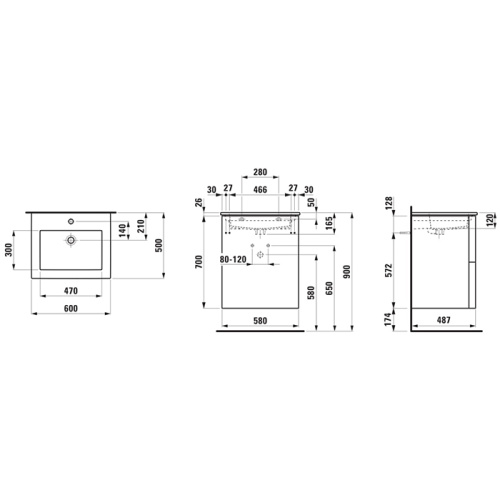 Тумба с раковиной Laufen Kartell 8.6033.3.640.104.1 60х50х73 цвет белый матовый - фото 2