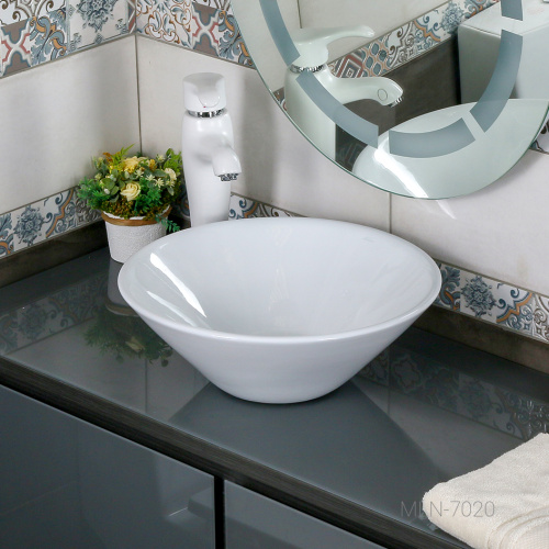 Раковина из сантехнического фарфора Melana 7020-805 43х43 накладная цвет белый без отверстий под смеситель - фото 3