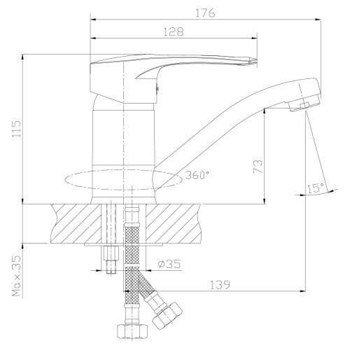 Смеситель Rossinka T T40-22 на раковину хром - фото 2