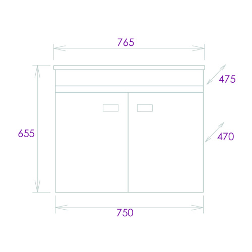 Тумба под раковину Onika Марбл 107517 75х47х63 подвесная - фото 3