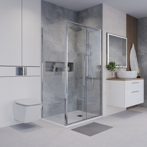 Душевой уголок Niagara Nova NG-64-13A-A80-34 130х80 стекло прозрачное профиль хром глянцевый без поддона - фото 3