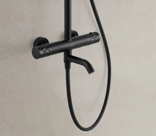 Душевая стойка Arrow AG3317SHMB настенная цвет черный с термостатом - фото 5
