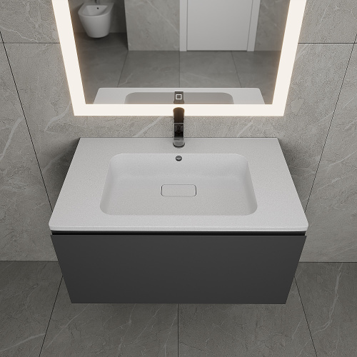 Раковина из искусственного камня Uperwood Lagoon Quartz 297000017 80х48 полувстраиваемая цвет белый - фото 4