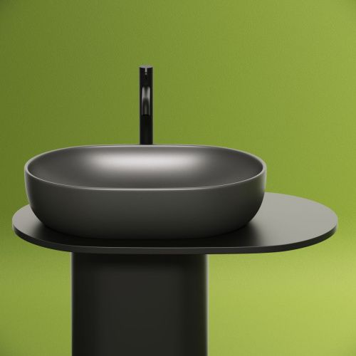 Раковина из сантехнического фарфора Ceramica Nova ELEMENT CN6047MDH 60х40 накладная цвет черный без отверстий под смеситель - фото 3