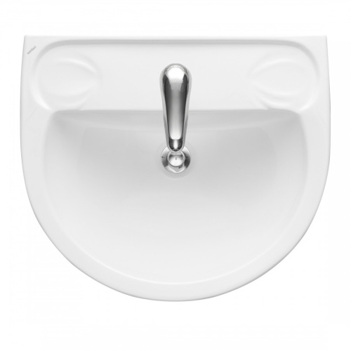 Раковина из сантехнического фарфора Santeri Лотос 131106S0010B0 50х58 подвесная цвет белый 1 отверстие под смеситель - фото 2