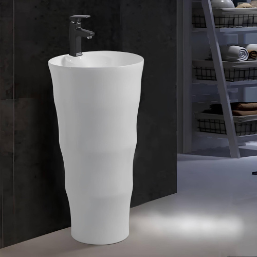 Раковина из сантехнического фарфора Cerutti SPA CT7833 42х42 напольная цвет белый 1 отверстие под смеситель - фото 4